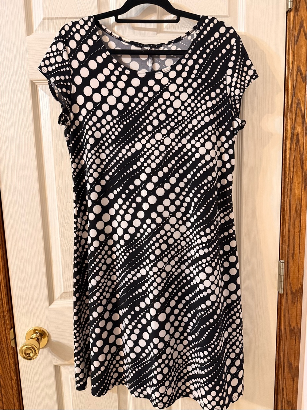 Tiana B. Black & White Polka Dot Short Sleeve Dress